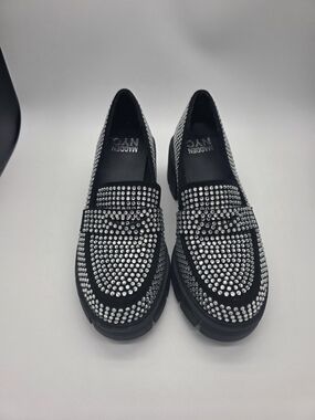 Madden NYC Black Crystal-Embellished Loafers